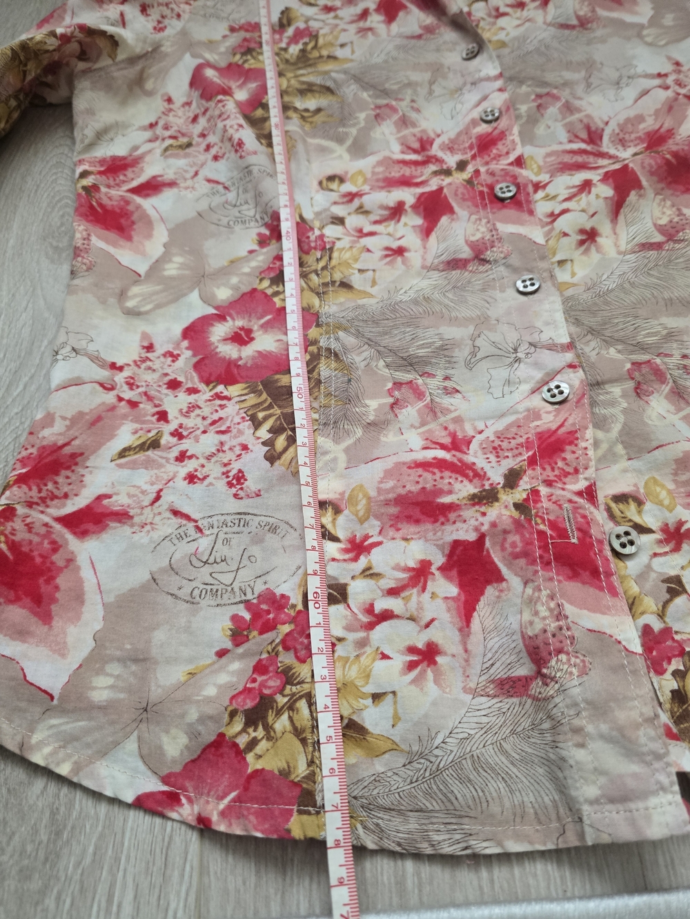Liu Jo Floral Button-Up Blouse in Pink, Cream, and Tan Size L Cotton Y2K - Picture 6 of 7